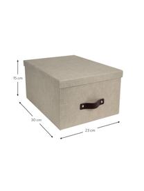 Aufbewahrungsbox Gustav II, 2 Stück, Box: Canvas, fester Karton (10, Griff: Leder, Beige, B 23 x H 15 cm