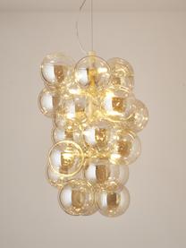 Design Pendelleuchte Bubbles aus Glas, Baldachin: Metall, pulverbeschichtet, Champagnerfarben, Beige, Ø 41 x H 160 cm