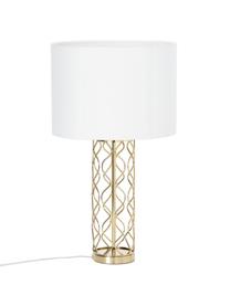Grote tafellamp Adelaide in wit-goudkleurig, Lampenkap: textiel, Lampvoet: metaal, Lampenkap: crèmekleurig. Lampvoet: goudkleurig, Ø 35 x H 62 cm