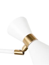 Große Verstellbare Wandleuchte Double Shady mit Stecker, Dekor: Metall, vermessingt, Weiß, Messingfarben, B 87 x H 60 cm