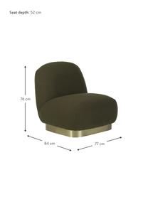 Buklé kreslo Elsie, Buklé tmavozelená, odtiene zlatej, Š 77 x H 84 cm
