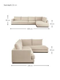 Sofá rinconera grande Tribeca, Tapizado: poliéster Alta resistenci, Estructura: madera de pino maciza, Patas: madera de haya maciza pin, Tejido beige oscuro, An 405 x F 228 cm, chaise longue derecha