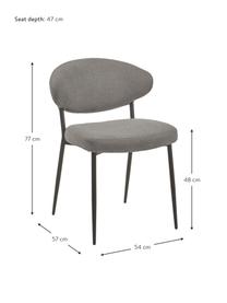 Gestoffeerde stoelen Adele in grijs, 2 stuks, Frame: gepoedercoat metaal, Geweven stof grijs, B 54 x D 57 cm