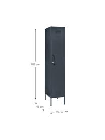 Malá šatní skříň Skinny, Ocel s práškovým nástřikem, Antracitová, Š 35 cm, V 183 cm