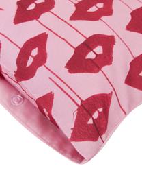 Poszewka na poduszkę z satyny bawełnianej Kacy, 2 szt., Blady różowy, czerwony, S 40 x D 80 cm