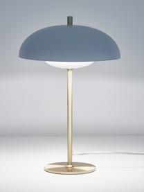 Lampada da tavolo bianca-dorata Mathea, Paralume: metallo verniciato a polv, Base della lampada: metallo ottonato, Bianco, ottone, Ø 23 x Alt. 36 cm