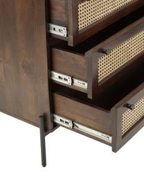 Cómoda cajonera con tejido vienés Vienna, Estructura: madera de mango maciza, Patas: metal con pintura en polv, Madera de mango, An 105 x Al 78 cm