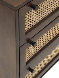 Cómoda cajonera con tejido vienés Vienna, Estructura: madera de mango maciza, Patas: metal con pintura en polv, Madera de mango, An 105 x Al 78 cm