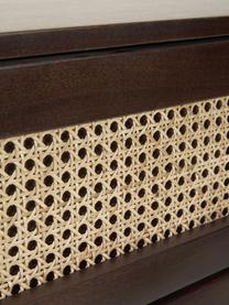Cómoda cajonera con tejido vienés Vienna, Estructura: madera de mango maciza, Patas: metal con pintura en polv, Madera de mango, An 105 x Al 78 cm