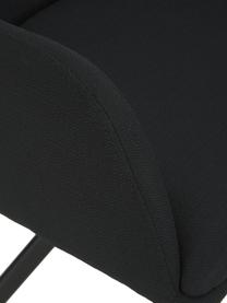 Gestoffeerde draaistoel Lola met armleuning in zwart, Bekleding: polyester, Poten: gepoedercoat metaal, Geweven stof zwart, zwart, B 53 x D 55 cm