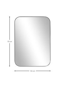 Specchio quadrato da parete con cornice in metallo nero Lily, Struttura: metallo rivestito Superfi, Retro: pannello di fibra a media, Nero, Larg. 50 x Alt. 70 cm
