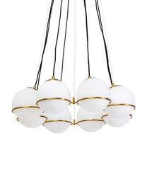 Lámpara de techo grande Globes, Anclaje: metal recubierto, Adornos: metal recubierto, Cable: plástico, Blanco, dorado, Ø 71 x Al 130 cm