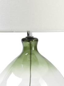 Grote tafellamp Zoya met glazen voet, Lampenkap: textiel (100% polyester), Lampvoet: glas, Wit, groen, Ø 30 x H 51 cm