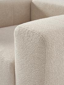 Poltrona in bouclè Lena, Rivestimento: bouclé (93% poliestere, 6, Rivestimento: cuscino in schiuma con an, Struttura: legno di pino, compensato, Gambe: plastica, Bouclé beige, Larg. 134 x Prof. 106 cm