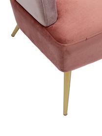 Divano retrò 2 posti in velluto Sandwich, Rivestimento: velluto di poliestere, Piedini: metallo verniciato a polv, Velluto tonalità rosa, Larg. 125 x Prof. 64 cm