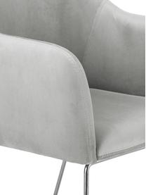 Chaise velours rembourré moderne gris clair Isla, Velours gris clair, argent, larg. 60 x prof. 62 cm