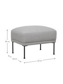 Puf z metalowymi nogami Fluente, Tapicerka: 80% poliester, 20% ramia , Stelaż: lite drewno sosnowe z cer, Nogi: metal malowany proszkowo, Jasnoszara tkanina, S 62 x W 46 cm