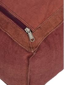 Handgemaakte linnen poef Saffron in roodbruin, Bekleding: 100% linnen, Onderzijde: katoen, Roodbruin, 50 x 25 cm