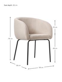 Armlehnstühle Alani, 2 Stück, Bezug: 100 % Polyester Der Bezug, Beine: Metall, pulverbeschichtet, Webstoff Beige, B 58 x T 58 cm