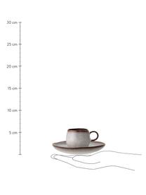 Ręcznie wykonana filiżanka do espresso ze spodkiem Sandrine, Kamionka, Odcienie beżowego, Ø 7 cm x W 6 cm, 100 ml