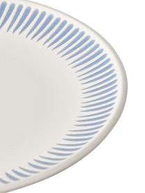 Dinerborden Zabelle met streepversiering, 4 stuks, Keramiek, Crèmewit, blauw, Ø 27 x H 3 cm