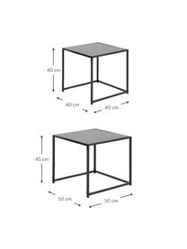 Tables gigognes noires Seaford, 2 élém., MDF (panneau en fibres de bois à densité moyenne), métal, Bois, noir, Lot de différentes tailles