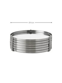 Komplet podstawek ze stojakiem Arne Jacobsen, 6 elem., Stal szlachetna, Odcienie srebrnego, Ø 9 cm