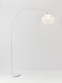 Große Bogenlampe Beau aus Netzstoff, Lampenschirm: Textil, Baldachin: Metall, pulverbeschichtet, Weiß, Ø 46 x H 219 cm