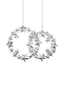 Decoratieve hangersset Stars, 2-delig, Gecoat metaal, Zilverkleurig, Set met verschillende formaten