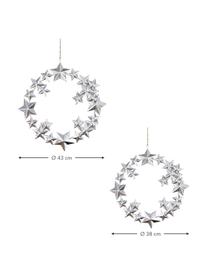Deko-Anhänger-Set Stars, 2-tlg., Metall, beschichtet, Silberfarben, Set mit verschiedenen Größen
