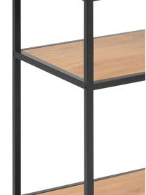 Tavolino in legno e metallo Seaford, Struttura: metallo verniciato a polv, Legno di quercia selvatica, nero, Larg. 42 x Prof. 35 cm