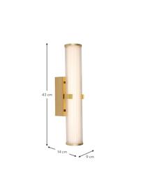 Nástenná LED lampa do kúpeľne z opálového skla Clamp, Odtiene zlatej, biela, Š 9 x H 14 cm