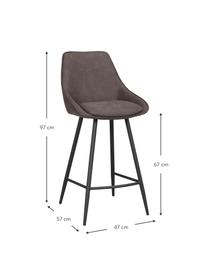 Sametová barová židle s kovovými nohami Sierra, Tmavě hnědá, Š 46 cm, V 97 cm