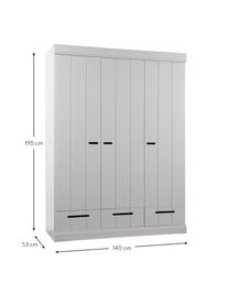 Armoire 3 portes battantes Dennis, Gris, larg. 140 x haut. 195 cm