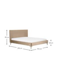 Gestoffeerd fluwelen bed Peace, Bekleding: polyester fluweel, Frame: massief grenenhout, FSC-g, Poten: gepoedercoat metaal, Fluweel taupe, B 140 x L 200 cm