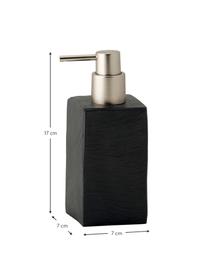 Seifenspender Slate in Schiefer-Optik, Behälter: Polyresin in Schiefer-Opt, Pumpkopf: Kunststoff, Schwarz, B 7 x H 17 cm