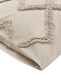 Baumwollperkal-Kissenhülle Faith mit getufteter Verzierung, 100% Baumwolle, Beige, B 50 x L 50 cm