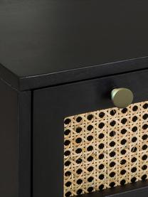 Comodino con cassetti nero Vienna, Piedini: metallo verniciato a polv, Nero, beige, Larg. 45 x Alt. 55 cm