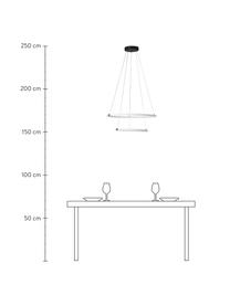 Dimbare LED hanglamp ring in wit, Lampenkap: acryl, Baldakijn: gecoat staal, Wit, Zwart, Ø 59 x H 120 cm