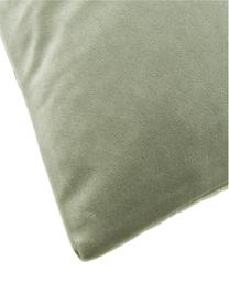 Samt-Kissenhülle Hera mit dekorativer Verzierung, 100 % recyceltes Polyester, Salbeigrün, B 45 x L 45 cm