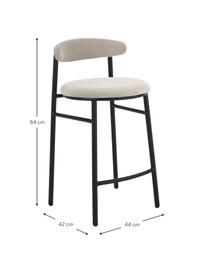Sametová barová židle Doggi, Krémová, černá, Š 44 cm, V 84 cm