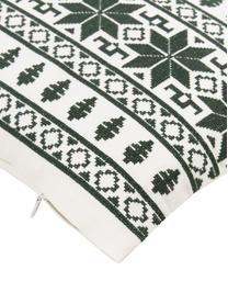 Housse de coussin brodée à motif norvégien Orkney, 100 % coton, Vert, larg. 30 x long. 50 cm
