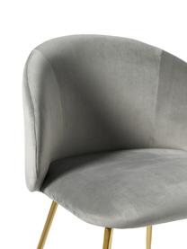 Sillas tapizadas en terciopelo Luisa, 2 uds., Tapizado: terciopelo de poliéster A, Patas: metal con pintura en polv, Terciopelo gris beige, dorado, An 59 x F 58 cm