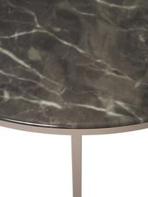 Tavolino rotondo da salotto con piano in vetro effetto marmo Antigua, Struttura: acciaio ottonato, Nero marmorizzato, grigio scuro, Ø 80 x Alt. 45 cm