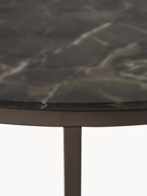 Mesa de centro Antigua, Tablero: vidrio estampado con aspe, Estructura: acero, latón, Negro, veteado, gris oscuro, Ø 80 x Al 45 cm