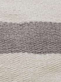 Gestreepte poef Lani in grijs, handgeweven, Bekleding: polyester, gerecycled, Stof grijs/ecru, Ø 65 x H 30 cm