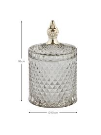 Boîte de rangement en verre Miya, Verre, Gris, couleur dorée, Ø 10 x haut. 18 cm