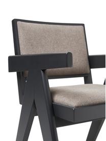 Polstrovaná židle s područkami Sissi, Taupe, černá, Š 58 cm, H 52 cm
