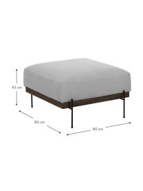Voetenbank Brooks met metalen poten, Bekleding: polyester, Frame: massief grenenhout, Frame: grenenhout, gelakt, Poten: gepoedercoat metaal, Geweven stof grijs, B 80 x H 43 cm