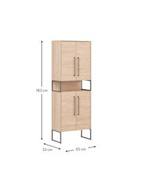 Bad-Hochschrank Rosalie in Eichenholz-Optik, B 65 cm, Gestell: Metall, lackiert, Eichenholz-Optik, B 65 x H 183 cm